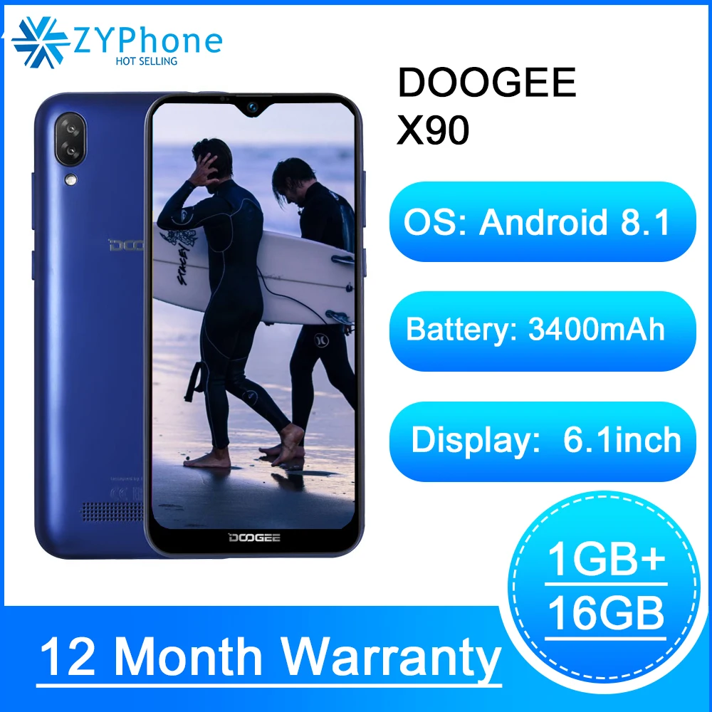DOOGEE X90 Cellphone 6.1inch 19:9 Waterdrop LTPS Screen Smartphone Quad Core 16GB ROM 3400mAh Dual SIM 8MP 5MP WCDMA Android Go DOOGEE X90 Cellphone 6.1inch 19:9 Waterdrop LTPS Screen Smartphone Quad Core 16GB ROM 3400mAh Dual SIM 8MP 5MP WCDMA Android Go
