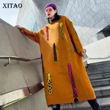 XITAO, женское платье большого размера, модное, новинка, весенний ВЯЗАННЫЙ ПУЛОВЕР, пэчворк, маленькое, свежее, Повседневное платье с длинным рукавом, XJ3138