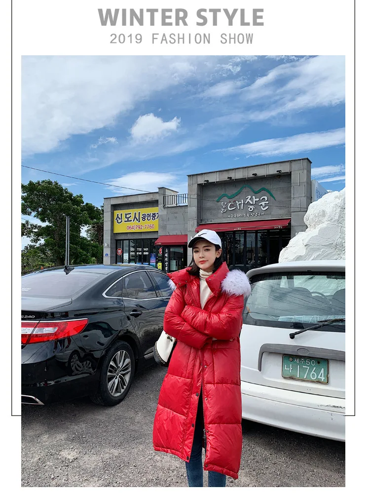 Photo Shoot New Style down Jacket Women's Long Cold Bright Surface Cotton Coat Thick Large Size Versitile Fashion Cotton Coat Fa