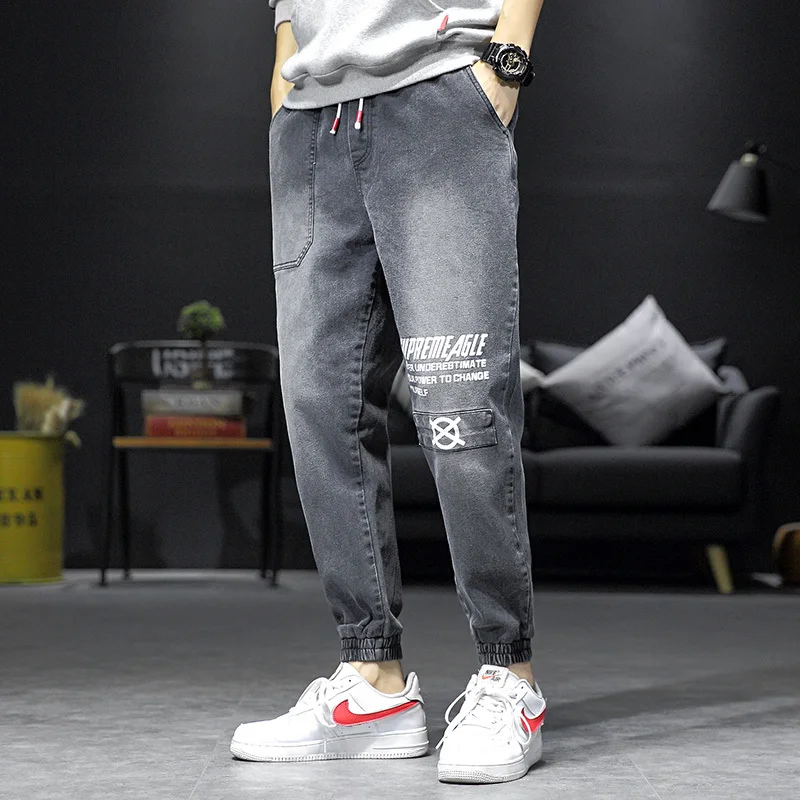 

Men's Fashion Hip Hop Clothing Harem Pants Loose 9 Cropped Jeans Ripped Jeans
