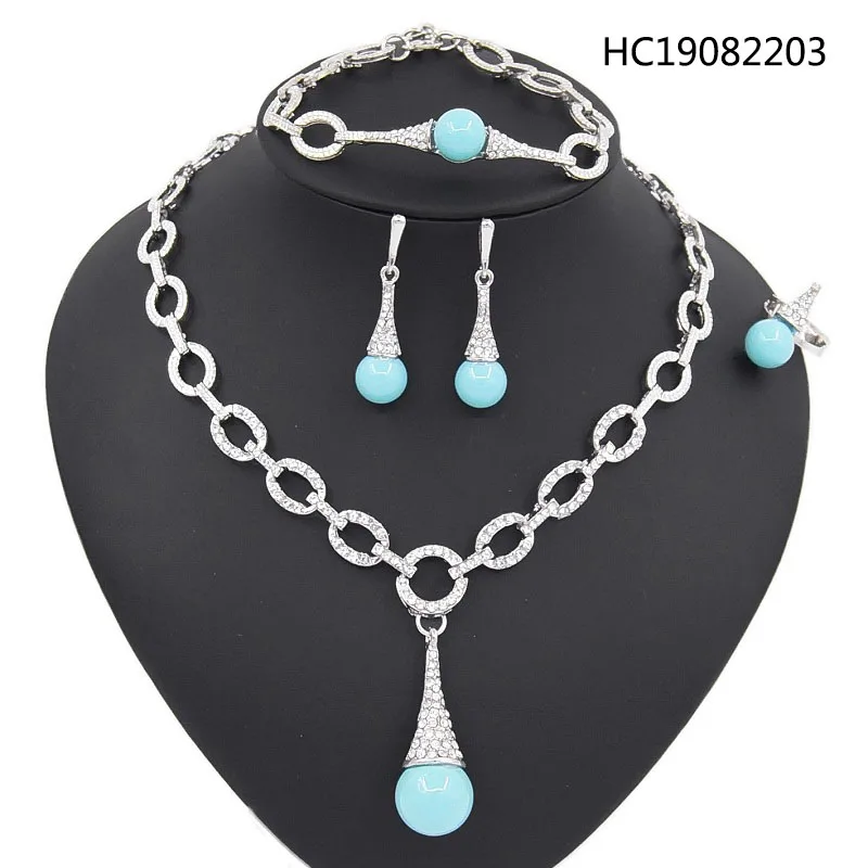 Silver Yulaili новые модные нигерийские Свадебные комплекты ювелирных изделий для женщин вечерние Подвеска из сплава со стразами ожерелье серьги набор Mujer Bijoux - Окраска металла: Silver