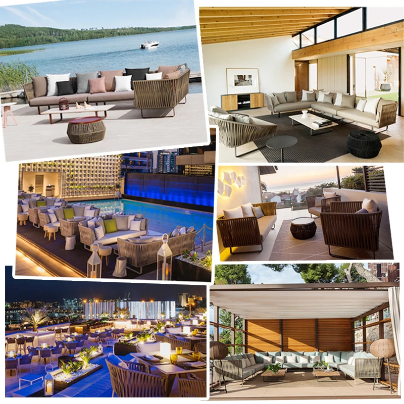 Leisure Nordic Furniture Outdoor Indoor Furniture Set For Living Room Rattan Garden Sofas Lounger Chairs For Rest Hotel