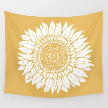 

Yellow Sunflower Drawing Tapestry Wall Hanging Beach Throw Rug Blanket Camping Tent Travel Sleeping Pad Tapestry