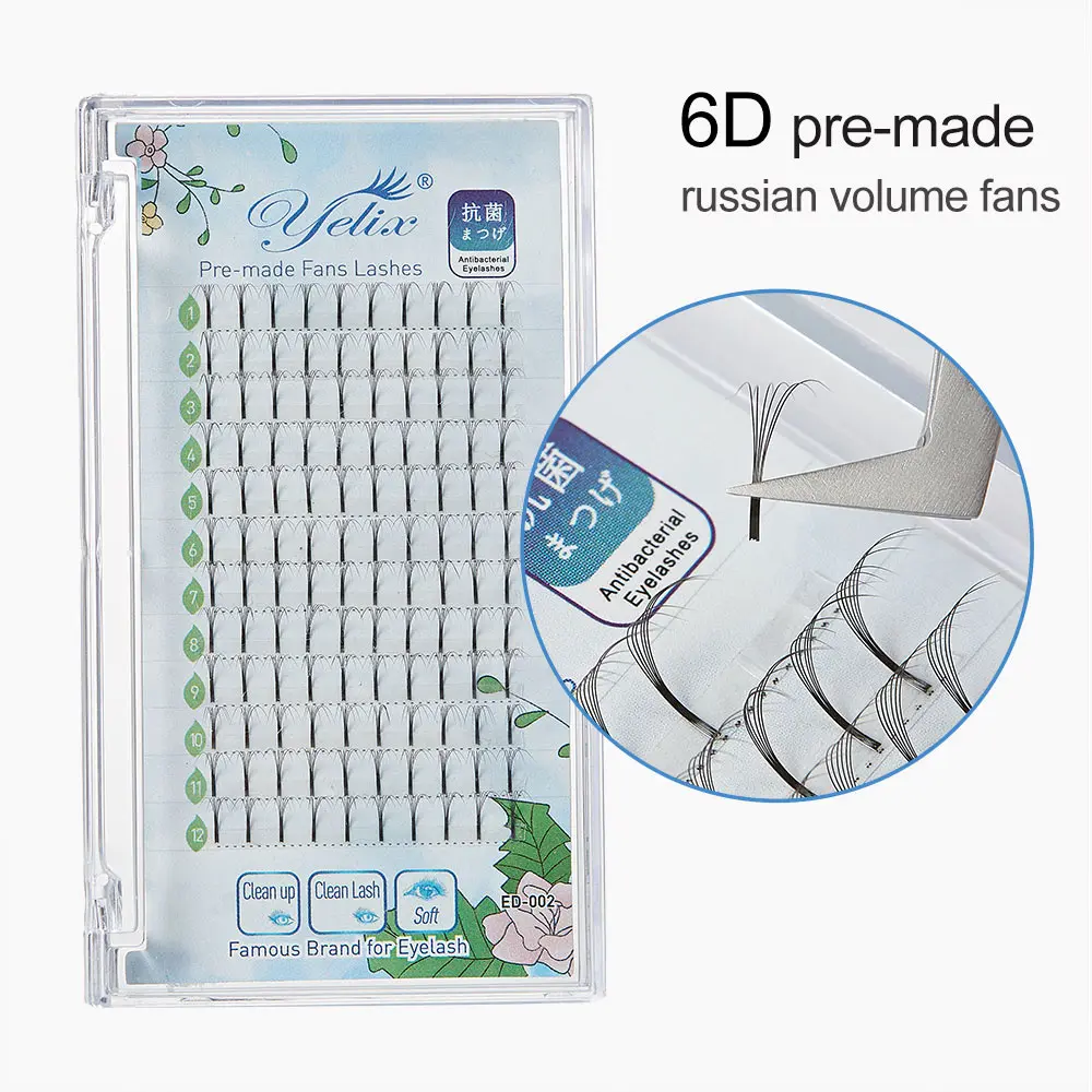 Ресницы Пряди 5 шт. русский объем наращивание ресниц 2D 3D 4D 5D 6D C/D Curl кластер ресниц Индивидуальный длинный стержень - Цвет: 6D