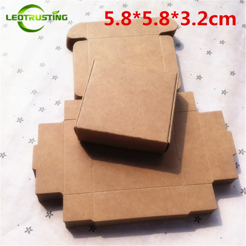 Leotrusting, 50 шт в наборе, 5,8*5,8*3,2 см коричневый крафт-бумаги Бумага коробка натуральный крафтовый бумага для упаковки подарка коробка мыло ручной работы бумажная картонная коробка