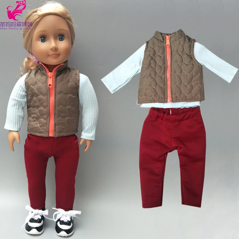 43 см детское пуховое пальто для новорожденных, одежда, пальто на молнии, штаны, 18 дюймов, американская кукольная одежда, зимняя куртка