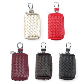 

Genuine Leather Card Holder Car Key Purse Bag Case Keychain Pouch Chain Wallet for Women Men