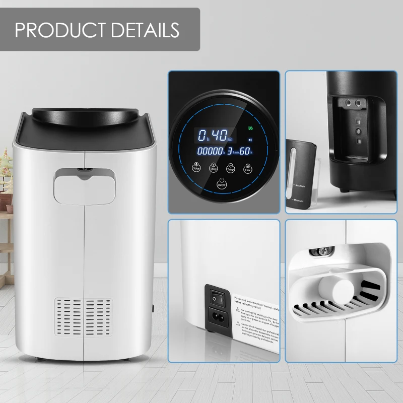 

1-7L/min Portable Oxygen Concentrator Machine Generator AC 220V/110V Oxygen Making Machine Without Battery Air Purifier