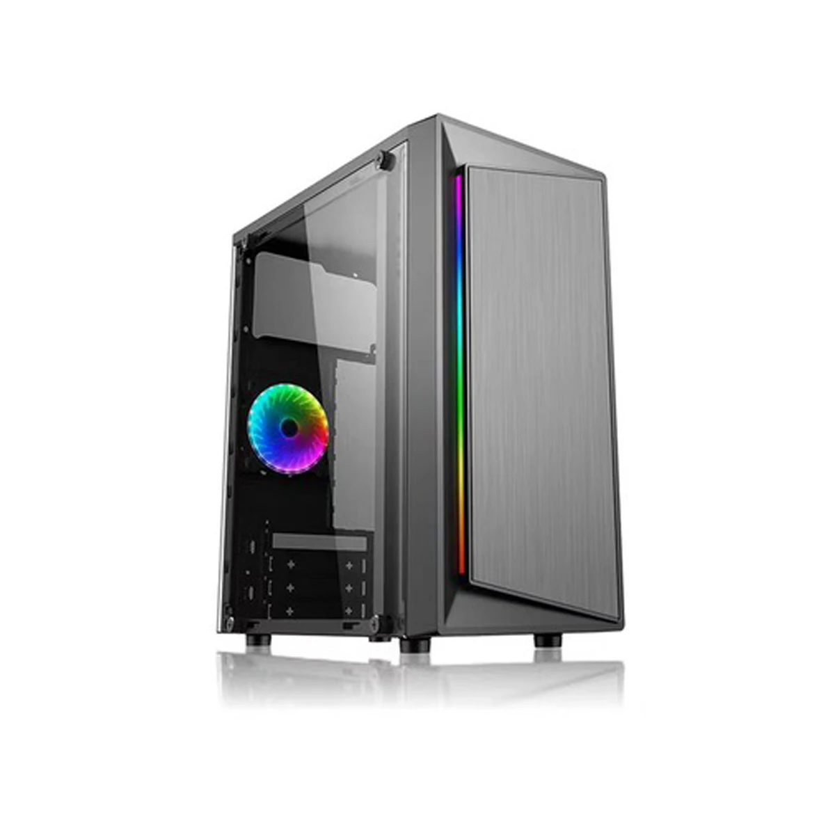 

Black Mini Full Side Ventilation Cooling Box PC Case with RGB Light Bar Side Panel Computer Case for m-atx /mini-itx Motherboard