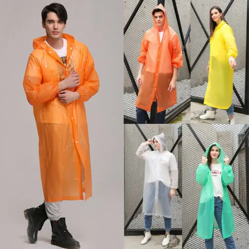

Adults Reusable Raincoat Emergency Waterproof Poncho Camping Hiking Fashion Rain Hooded Coat Sun Protection Clothing For Travel