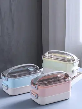 

Microwave Bento Box Snack 2-tier Child Lunch Box Heated Thermo Bento Lunch Box For Kids School Food Fruit Meal Container Gadgets