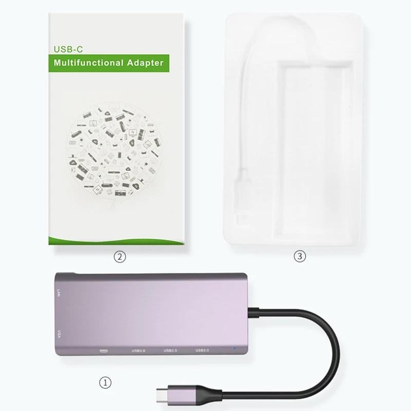 USB C концентратор type C к Мульти USB 3,0 концентратор HDMI адаптер док-станция для MacBook Pro huawei mate 30 USB-C 3,1 сплиттер порт