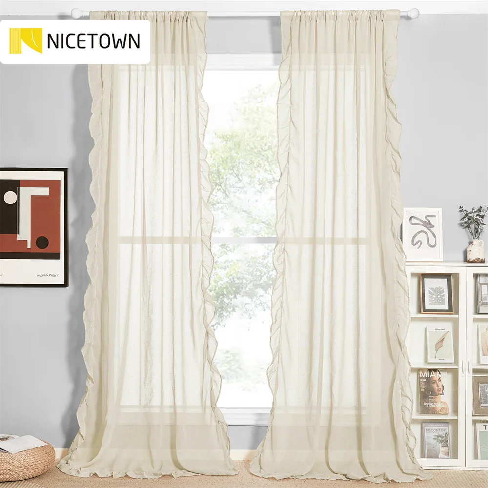Занавески NICETOWN Rococo с кружевными оборками для спальни девочек гостиной кухни