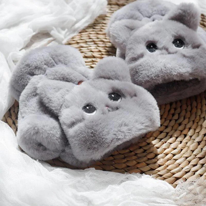 الأرنب أفخم الوجه السيدات قفازات الشتاء لطيف طويل الأذن القط رشاقته الدافئة Cold واقية نصف اصبع قفازات الإناث E65