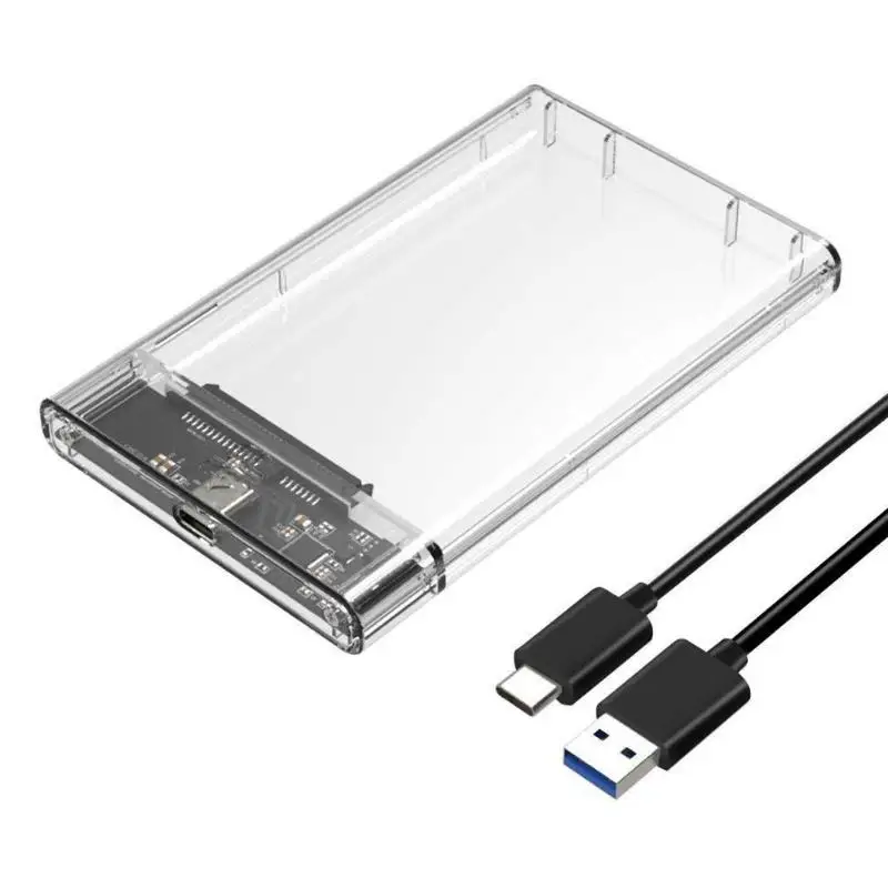 Жесткий диск SSD чехол 2,5 дюймов SATA USB 3,1 Прозрачный 5 Гбит/с Gen 1 Тип-C твердотельный накопитель член коробка адаптер для Windows, Mac OS