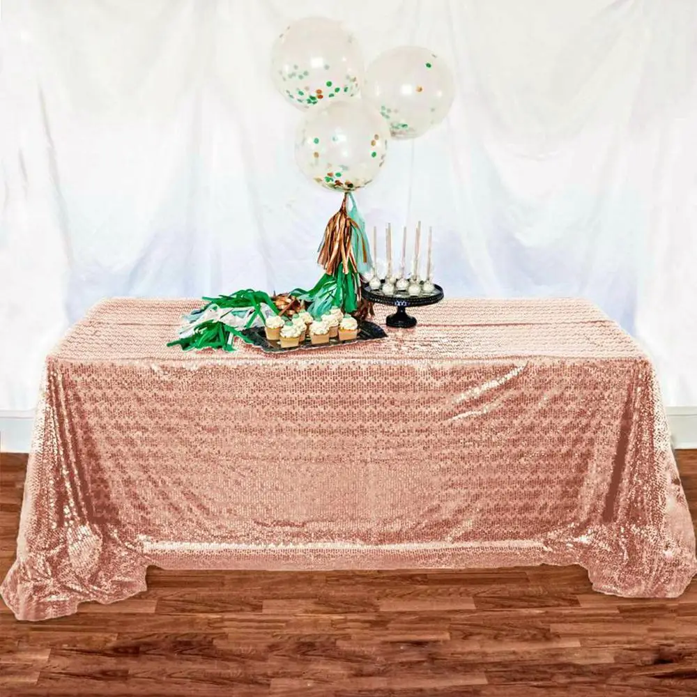 Blush Color Скатерть с блестками, прямоугольная, темно-золотая, 72x120-дюймовая, с последовательностью, скатерти, десертные скатерти для стола, для свадьбы/дня рождения/вечерние, декор-M - Цвет: Blush Color