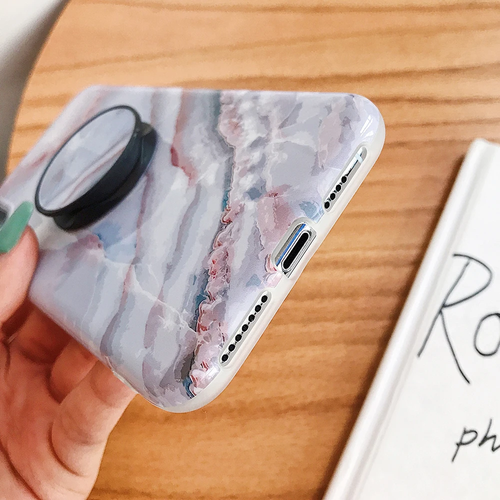 Чехол для телефона LOVECOM с мраморной линией и держателем iPhone 12 Mini 11 Pro Max XR X XS 7 8 Plus