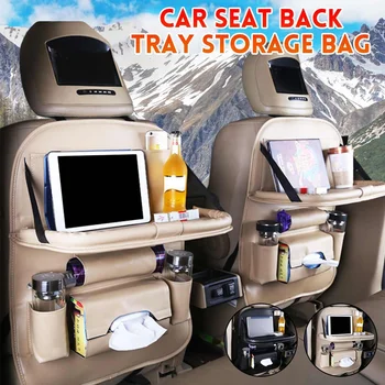

Pu Leather Pad Bag Car Seat Back Organizer Foldable Table Tray Travel Storage Bag Foldable Dining Table Car Seat Storage Bag