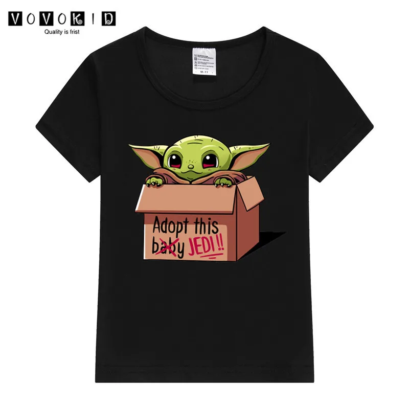 Милая детская футболка Yoda для маленьких мальчиков и девочек Детская с круглым