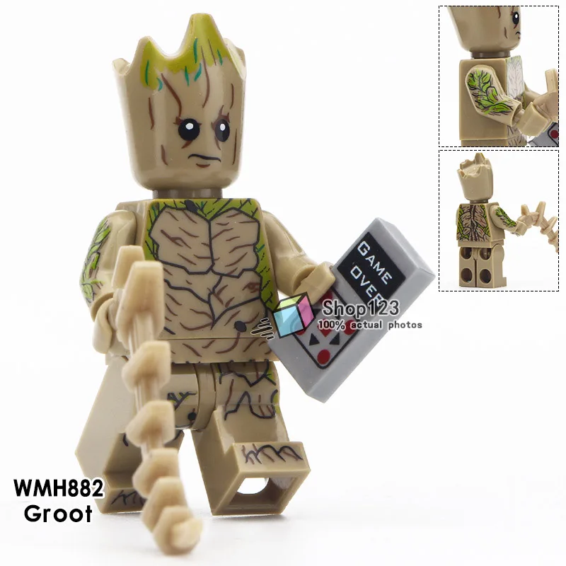 Одиночный Marvel Мстители 4 Treeman ракета енот пистолеты танос Халк строительные блоки детские игрушки - Цвет: Коричневый