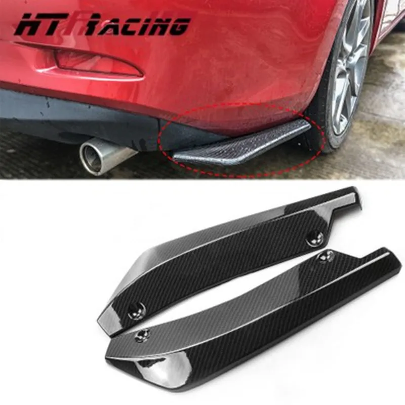 2X Fibra De Carbono Estilo Coche Parachoques Trasero Difusor de labios aletas de tiburón Divisor Universal