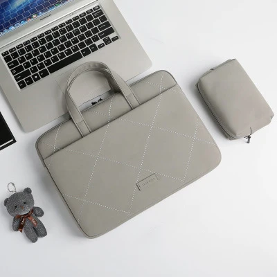 Сумка для женщин матовая кожаная сумка для ноутбука 13,3 14 15,4 15,6 Для Macbook Xiaomi Air 13 чехол Pro 15 Touch Bar чехол - Цвет: Sets gray