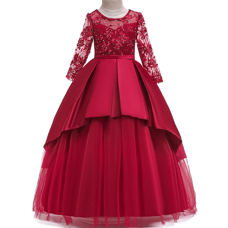 

Baby Girl Princess Flower Wedding Party Dress Ball Gown Kids Dresses For 4-15 Year Toddler Children Christmas Clothing Winter