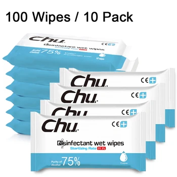 

Alcohol Wipes (10 Packs 100 Wipes) Large Wet Wipes 75% Disinfection Alcohol Wet Wipes Cleaning Wet Wipes for All-Purpose