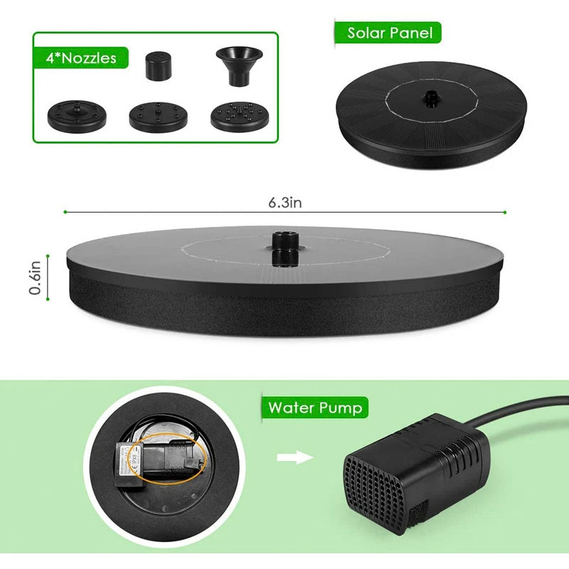 7V-Solar-Fountain-Watering-Kit-Power-Solar-Pump-Pool-Pond-Submersible-Waterfall-Floating-Solar-Panel-Water.jpg 7 V Napenergia Szökőkút Öntözőkészlet Power -Medence Tó Mergyelhető Vízesés Úszó Napelemes Vízkút Kerthez - Image 3