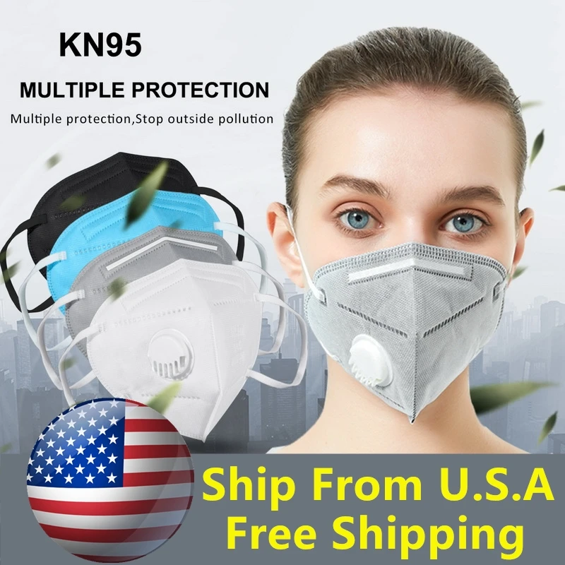 

1/5/10/20/50pcs KN95 With Breathing Valve Mask Wholesale Folding Protective N95 FFP3 KFP4 Mask Anti-Fog Dust Mask Fast Delivery