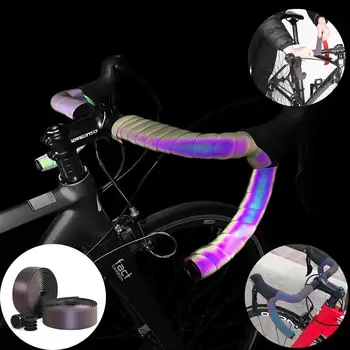 

2020 New Road Bike Bicycle Handlebar Tape Gradient Color belt Cycling Handle Belt Cork Wrap with Bar Plugs Non Slip Absorb Sweat