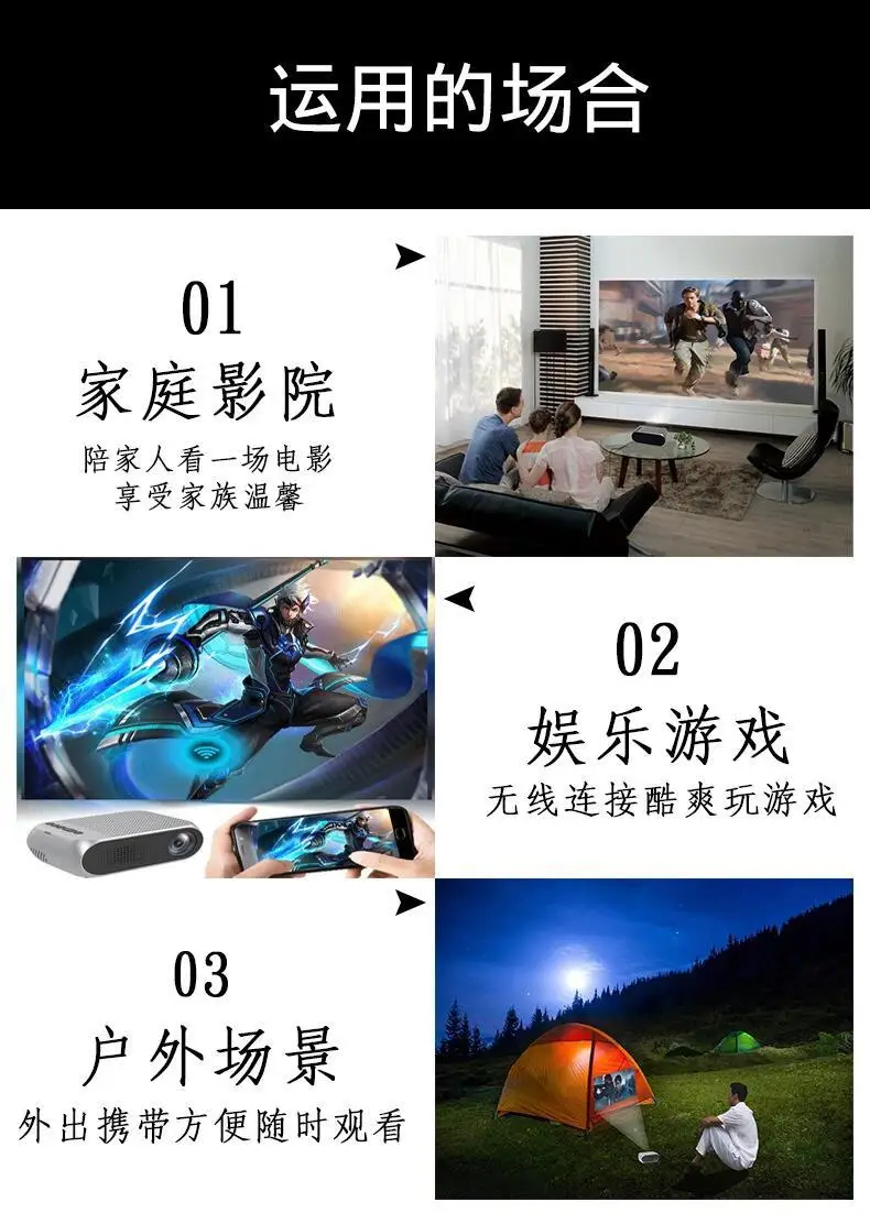New Style YG320 Household Micro Projector LED Mini Portable 1080P High-definition Family Entertainment Outdoor Projector