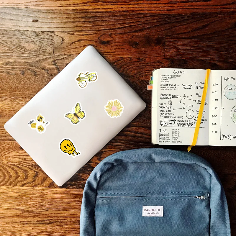 Yellow Vsco модные эстетические, милые наклейки, желтые виниловые бутылки, наклейки для багажа на компьютер-телефон