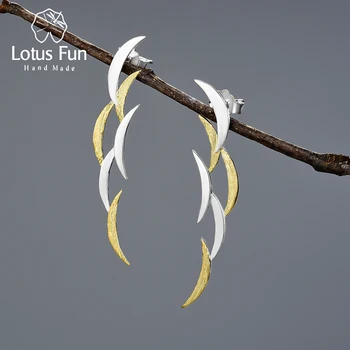 Lotus Fun Vintage Solar Eclipse Unusual Creative Moon Dangle Earrings For Women Gift Real 925 Sterling Silver Designer Jewelry