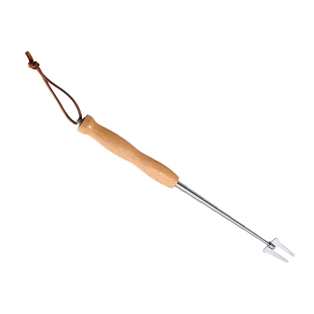 Stainless Steel BBQ Forks Camping Campfire Camping Fire Pit Accessories Hot Dog Telescoping Roasting Fork Sticks Skewers Tools
