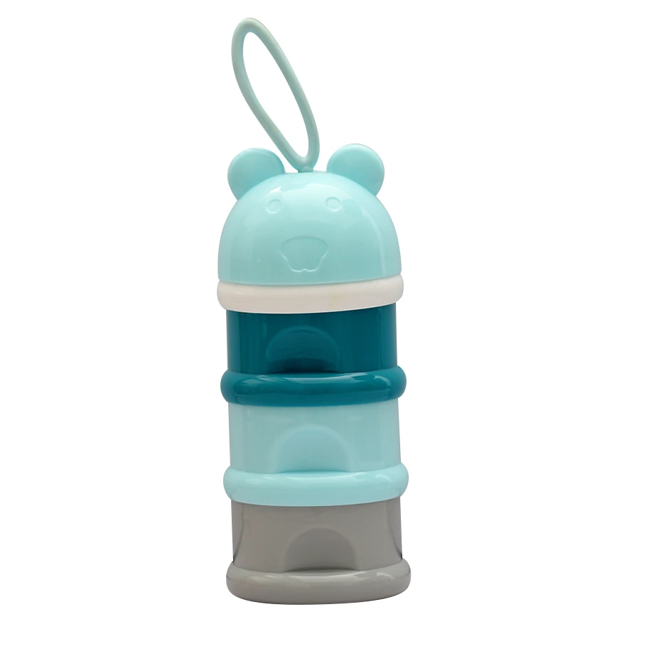 3-Слои лягушка Стиль Портативный контейнер для детского питания коробка Эфирное молоко и злаки Бутылочки для присыпки детская формула контейнер для молока рот Полотенца - Цвет: Blue-Ear style