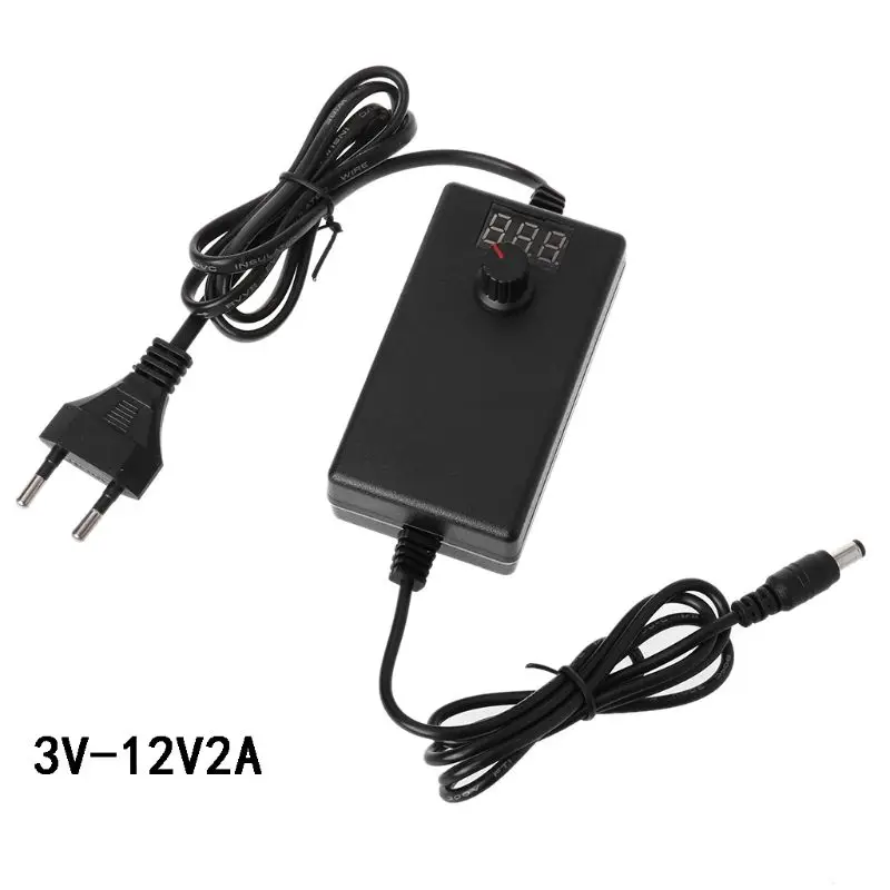 

Adjustable Voltage Regulation AC to DC 3V-12V 2A Power Supply Adapter Voltage Regulator with Voltage Display US Plug/EU Plug