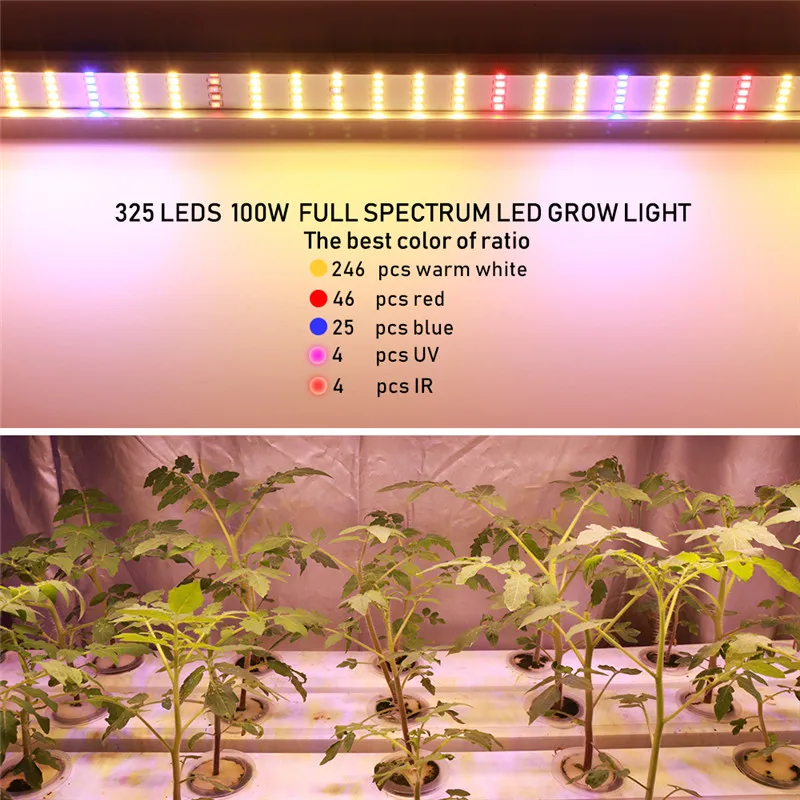 2 шт./лот светодиодный светильник для выращивания бар Квантовая доска полный спектр SMD трубка с чипом 100 Вт лампа для выращивания растений для комнатных растения парниковые палатки