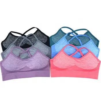 

6 Colors Seamless Push Up Bras For Women Padded Gathering Underwear Sports Shaping Shockproof And Running Bra Fitness C9W1