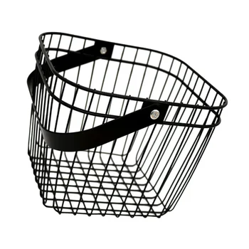 

Iron Sundries Container Practical Handle Storage Basket Portable Countertop Fruit Organizer for Shopping Home (Black)