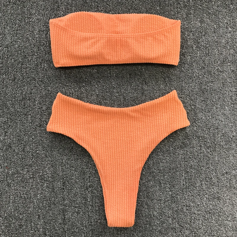 Сексуальный купальник-бандо, женский купальник, высокая талия, бикини, пуш-ап, монокини, Одноцветный купальник, женская пляжная одежда, купальник, XL