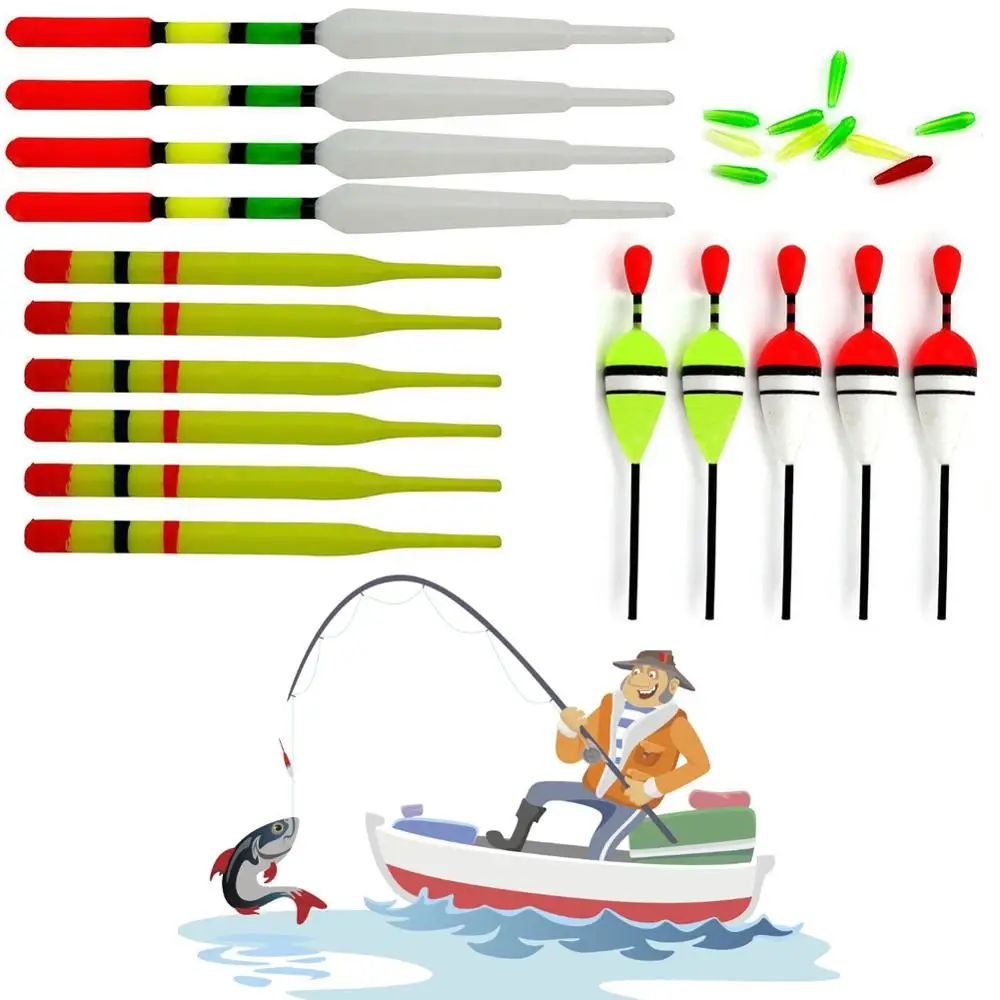 

A Set Professional Fishing Floats Set Buoy Light Stick Bobbers Floats Fluctuate Mix Size Color float buoy Fisherman Tools