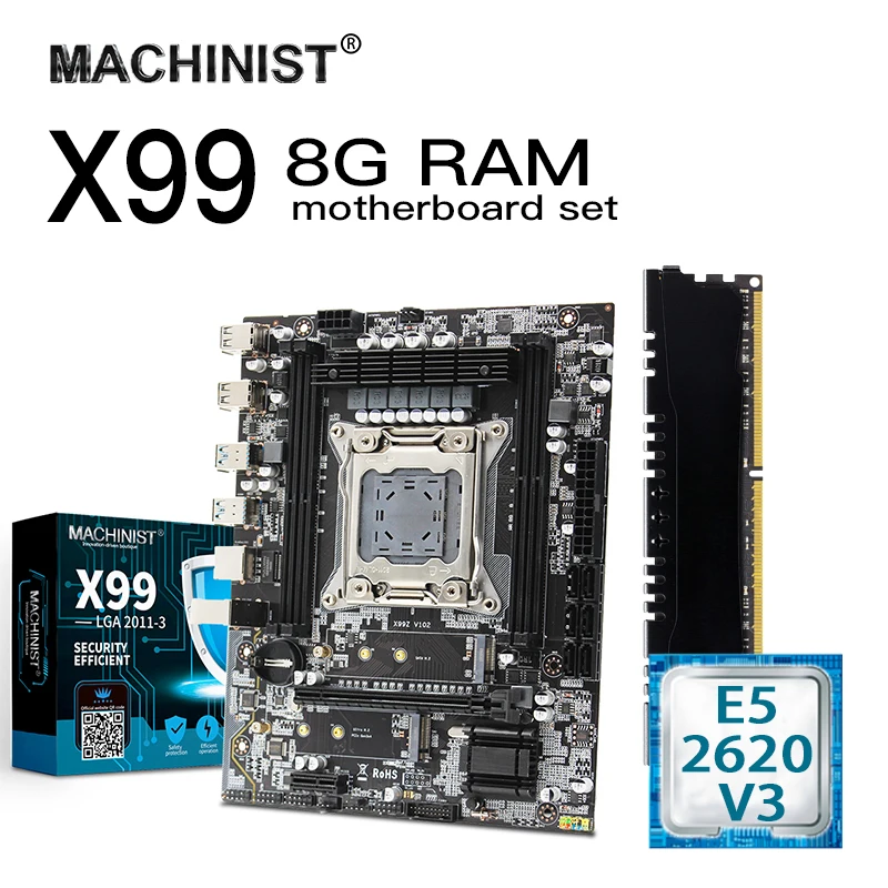 #Special Offers X99 motherboard set kit with Intel Xeon E5 2620 V3 LGA 2011-3 CPU 8GB 2400MHz DDR4 ECC REG memory RAM MATX NVME M.2 SSD
