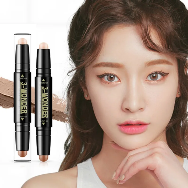 Двухсторонний хайлайтер бронзер палочка водостойкая стойкая осветляющая тон