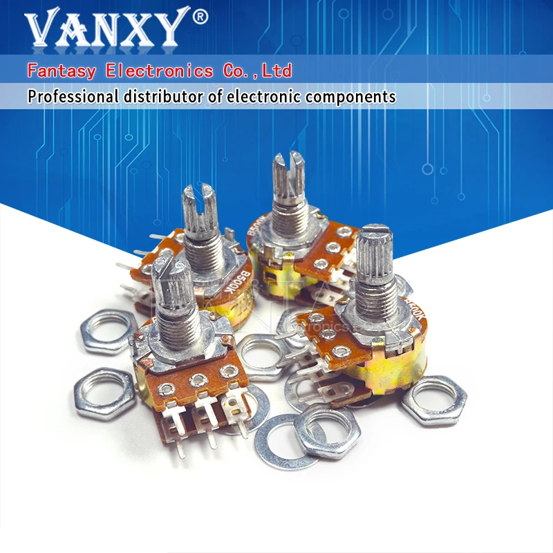 Potentiometer Kit 5pcs B1K B2K B5K B10K B20K B50K B100K B500K B1M 6Pin Shaft WH148 Potentiometer 1K 2K 5K 10K 20K 50K 100K 500K 1M Multiturn Potentiometer Linear Potentiometer Rotary Potentiometer Trimmer Potentiometer