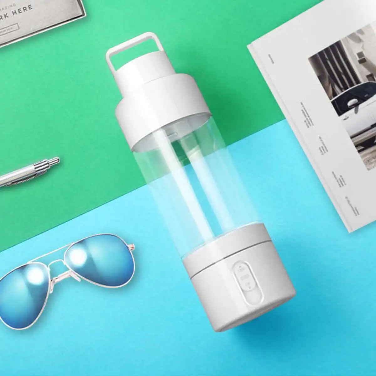 

500ml Hydrogens Rich Water Pure Bottle Generator Ionizer Water Bottle With Light Drinking Remind Rechargeable Multifunction