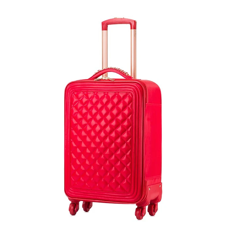 FirstMeet Fashion retro trolley suitcase 16/20/24 inch women men PU leather travel suitcase bag hand rolling luggage set valise - Цвет: Red(single)