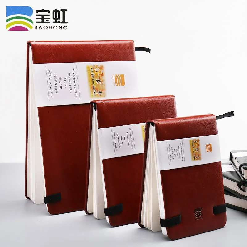 

Baohong 100% хлопчатобумажная Акварельная книга 300 г Портативный кожаный карман для путешествий скетчбук Acuarelas дорожная книга художественные принадлежности