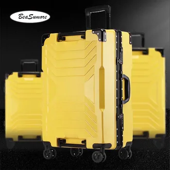 

BeaSumore Fashion creative design Rolling Luggage Spinner 100% aluminum frame Trolley Women Men 20 inch Cabin Suitcase Wheels