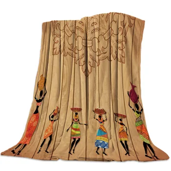 

African Women Bedspread Blanket High Density Super Soft Flannel Blankets for Sofa Bed Car Portable